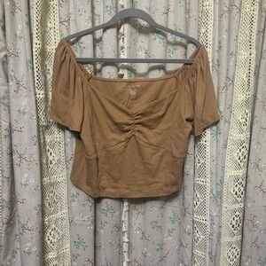 American Eagle Cinch Front Crop Top Flutter Sleeve Preppy Size XL NWT